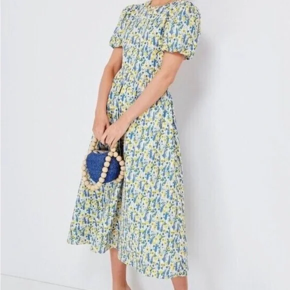 Tuckernuck | Dresses | Hyacinth House By Tuckernuck Blue And Green Smocked  Puff Sleeve Midi Dress | Poshmark
